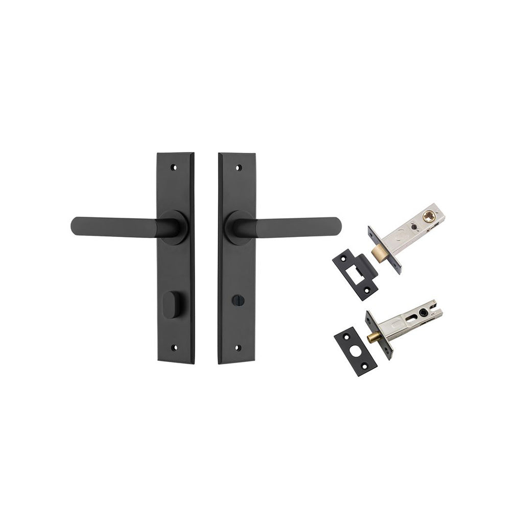 Osaka Lever - Chamfered Backplate Matt Black / Privacy / Separate Privacy Kit