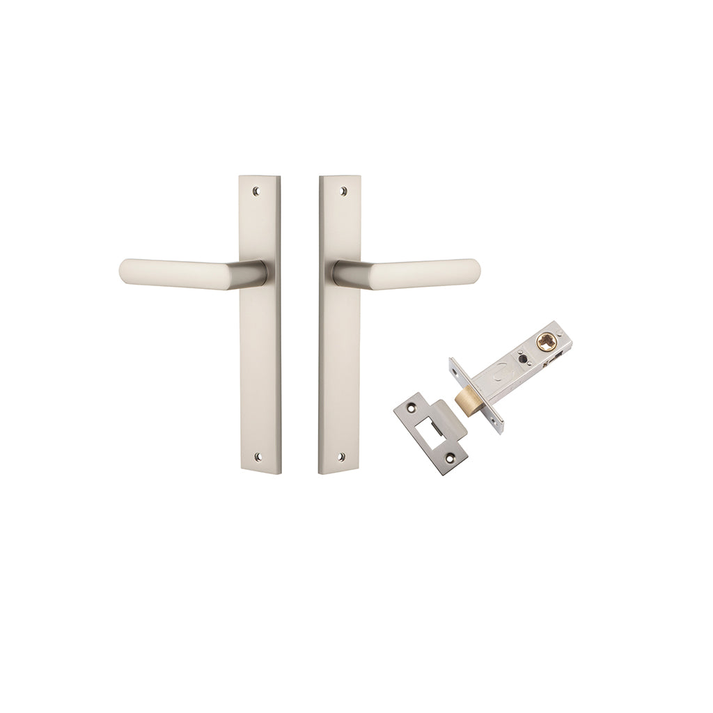 Osaka Lever - Rectangular Backplate Satin Nickel / Passage / Passage Kit