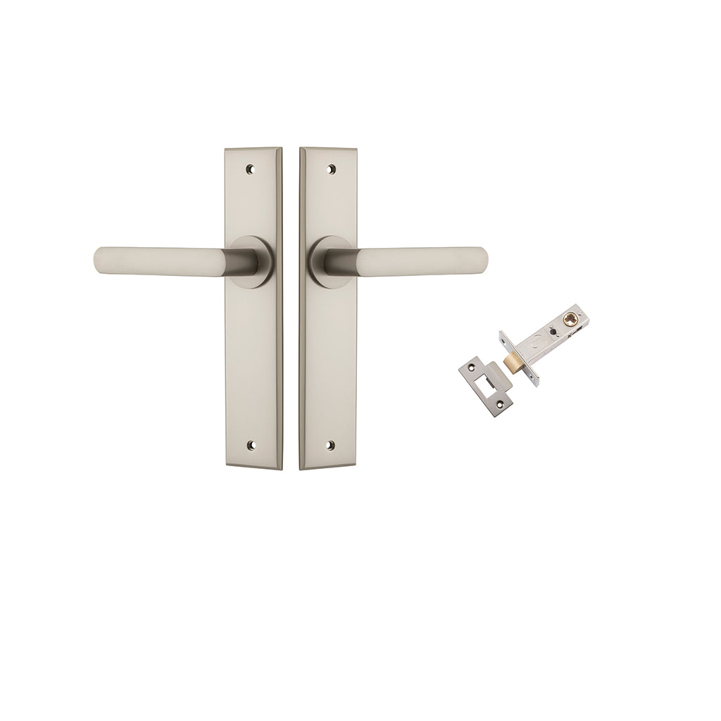 Osaka Lever - Chamfered Backplate Satin Nickel / Passage / Passage Kit