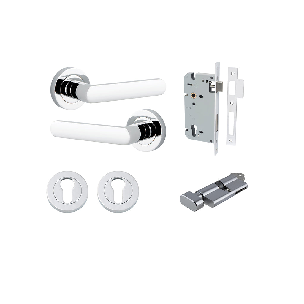 Osaka Lever - Round Rose Polished Chrome / Entrance / Entrance Kit (Key-Thumb)