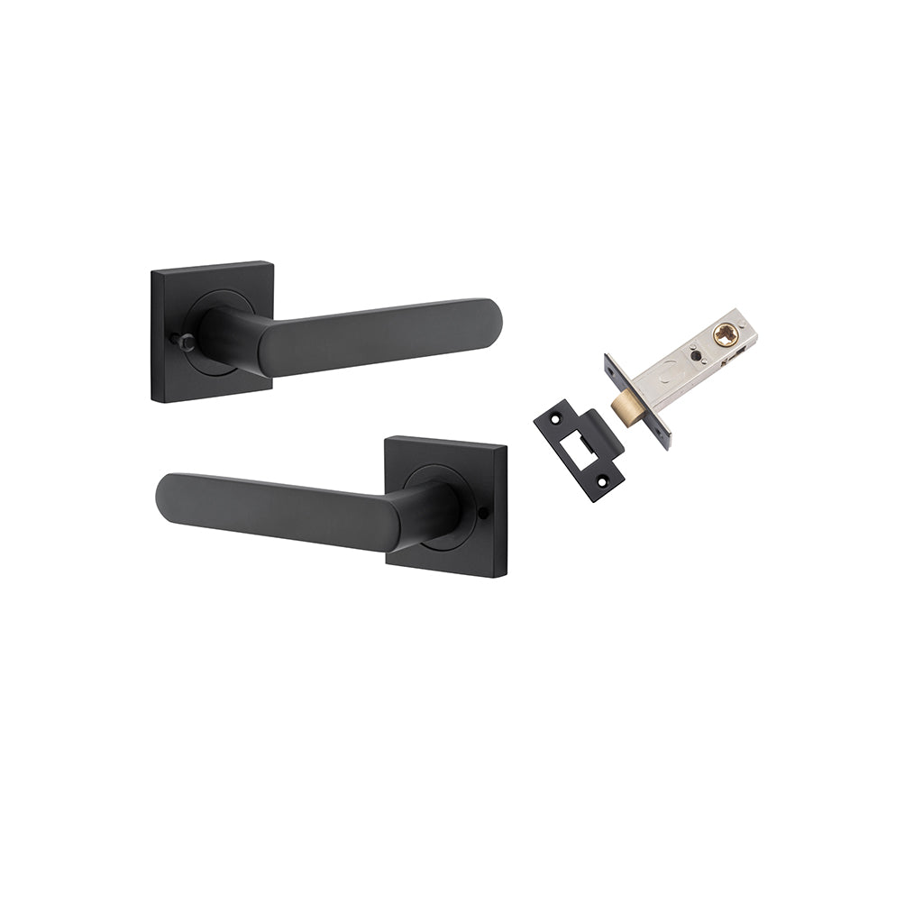 Osaka Lever - Square Rose Matt Black / Privacy / Inbuilt Privacy Kit