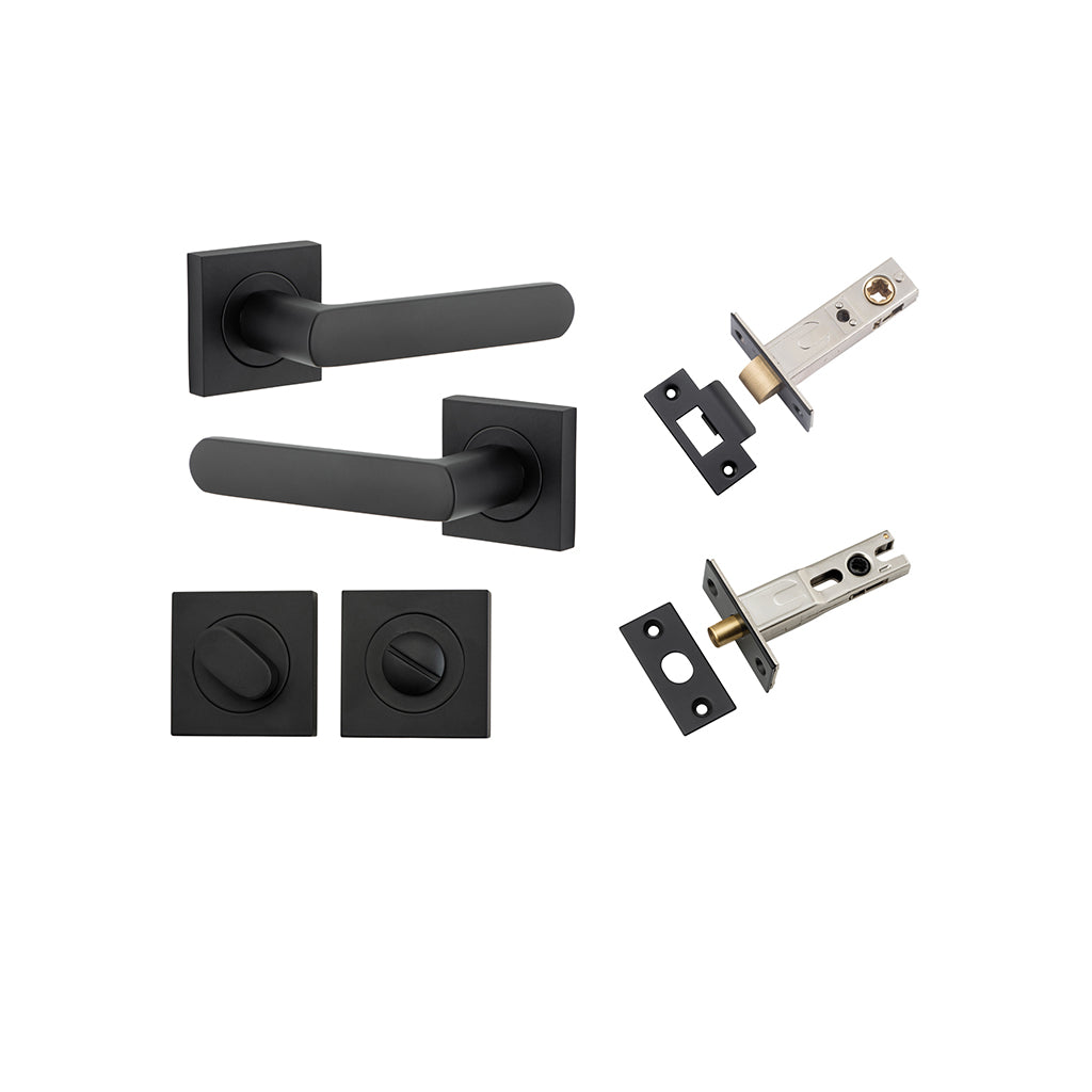 Osaka Lever - Square Rose Matt Black / Privacy / Separate Privacy Kit