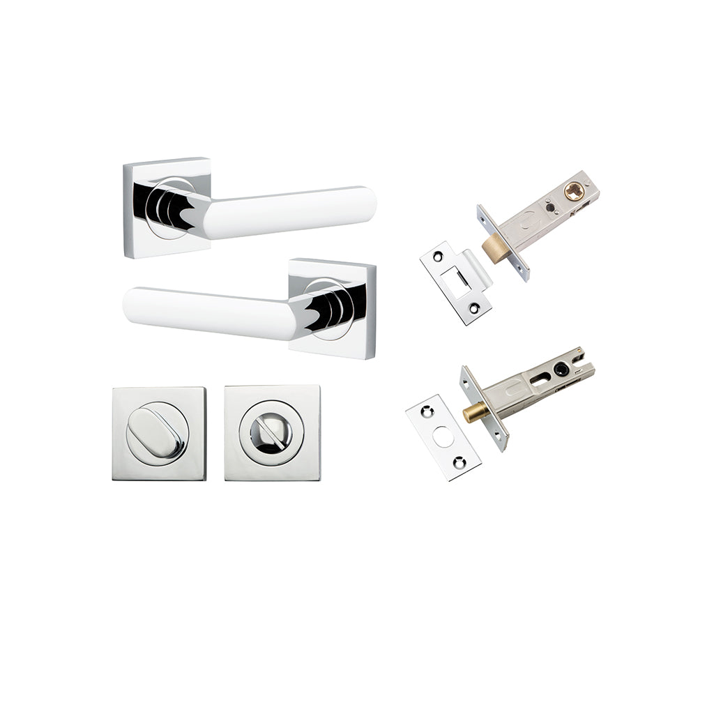 Osaka Lever - Square Rose Polished Chrome / Privacy / Separate Privacy Kit
