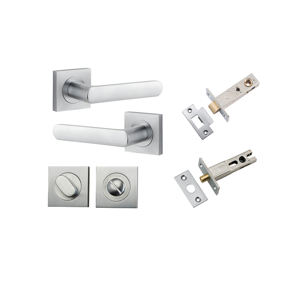Osaka Lever - Square Rose Brushed Chrome / Privacy / Separate Privacy Kit