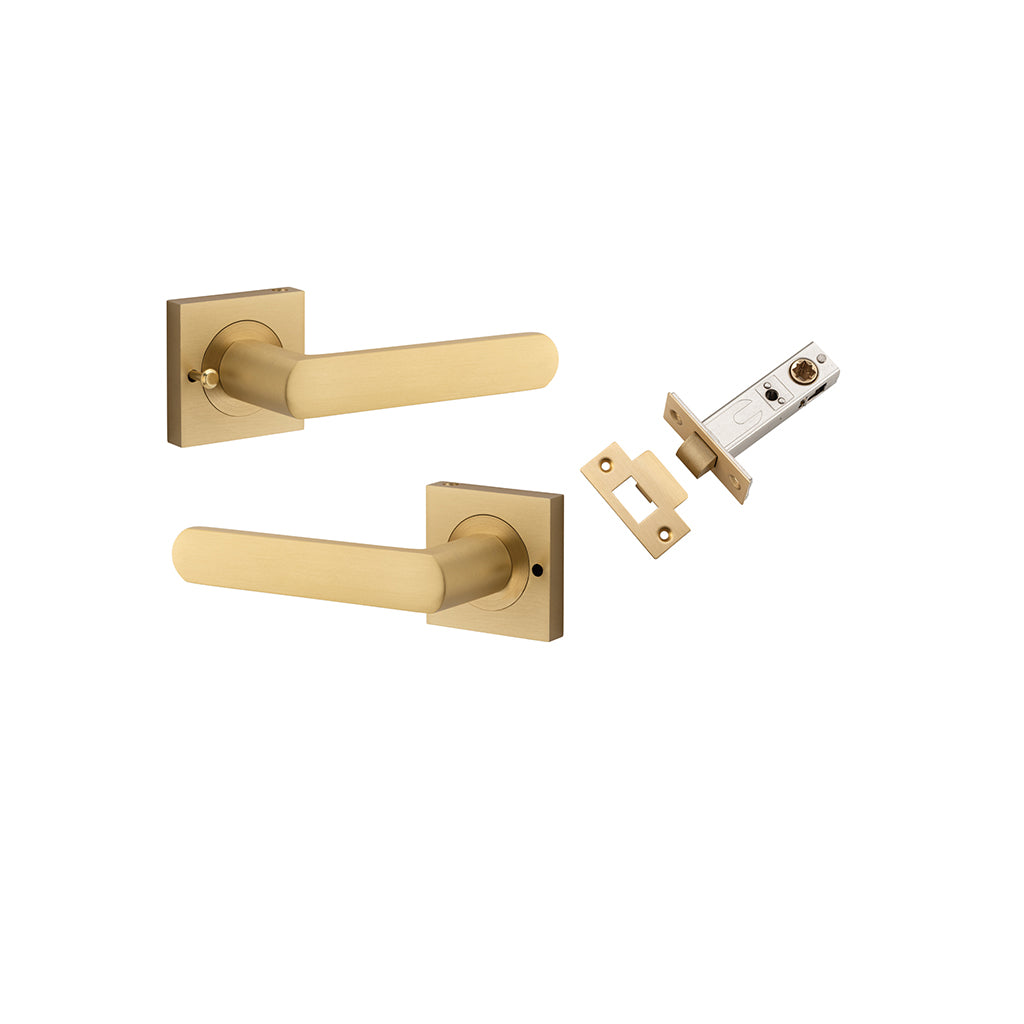 Osaka Lever - Square Rose Brushed Brass / Privacy / Inbuilt Privacy Kit