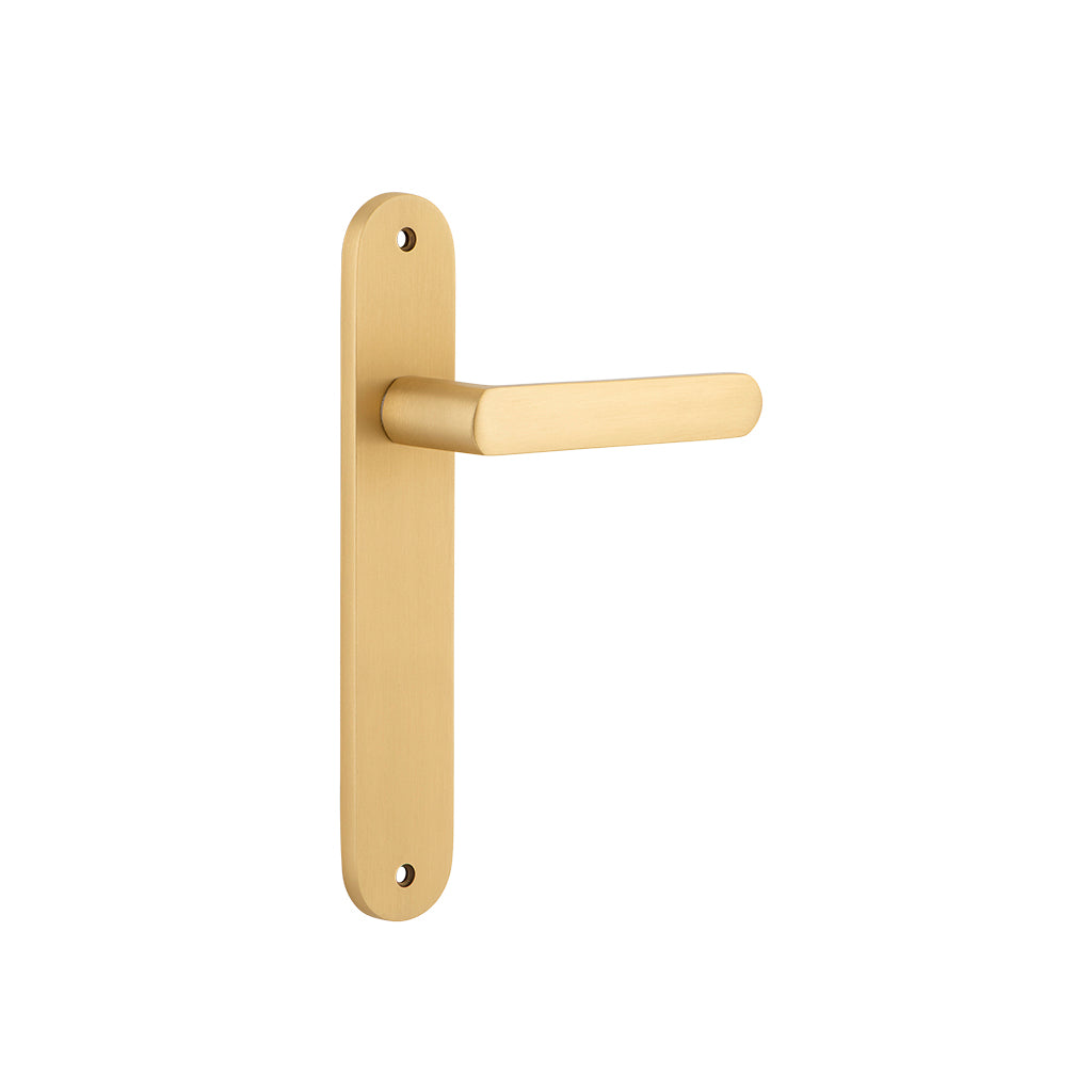 Osaka Lever - Oval Backplate Brushed Brass / Passage / Lever Set Only