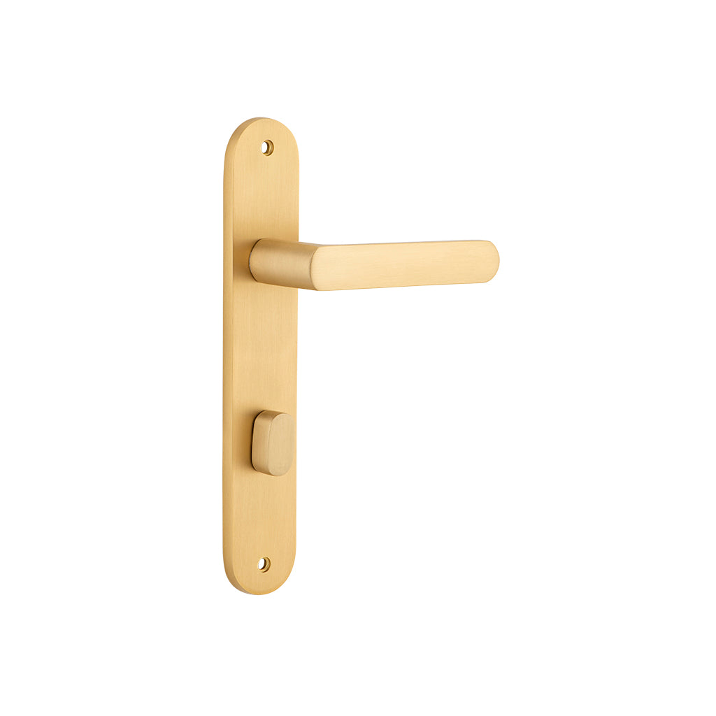 Osaka Lever - Oval Backplate Brushed Brass / Privacy / Lever Set Only