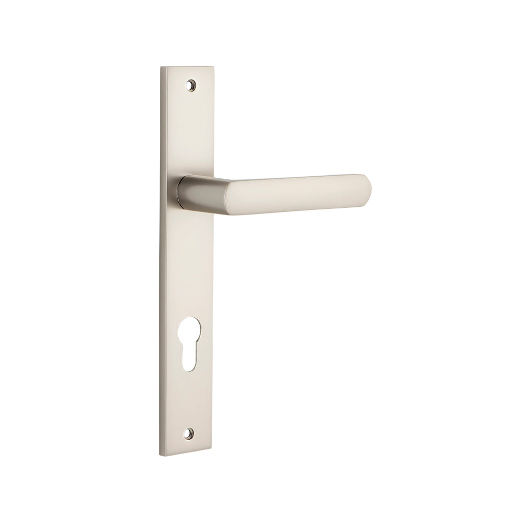 Osaka Lever - Rectangular Backplate Satin Nickel / Entrance / Lever Set Only