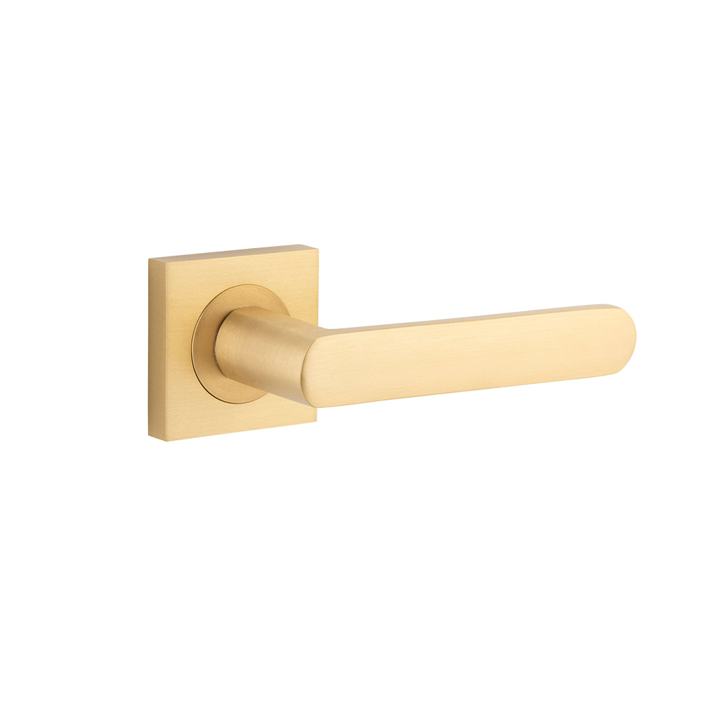 Osaka Lever - Square Rose Brushed Brass / Passage / Lever Set Only