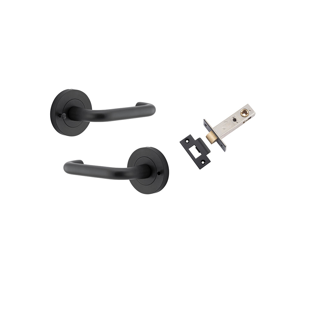 Oslo Lever - Round Rose Matt Black / Privacy / Inbuilt Privacy Kit