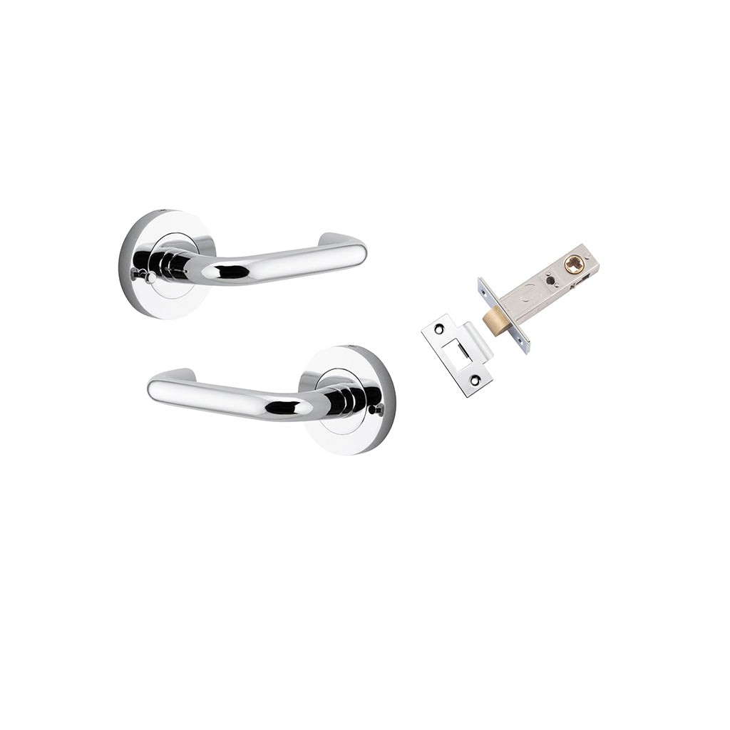 Oslo Lever - Round Rose Polished Chrome / Privacy / Inbuilt Privacy Kit