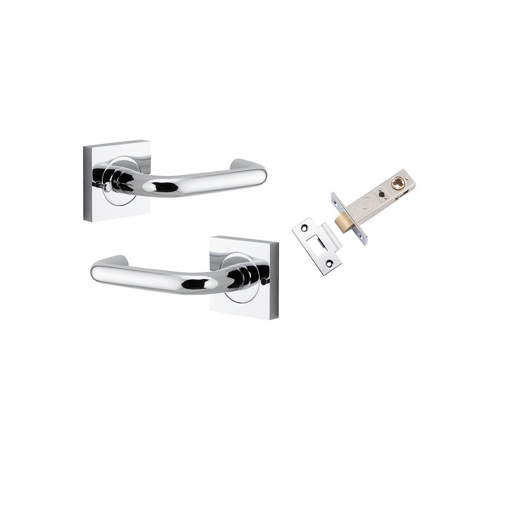 Oslo Lever - Square Rose Polished Chrome / Privacy / Inbuilt Privacy Kit