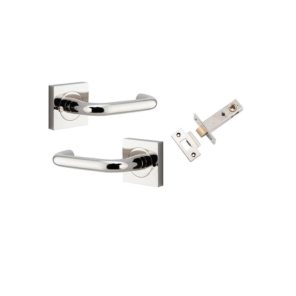 Oslo Lever - Square Rose Polished Nickel / Privacy / Inbuilt Privacy Kit