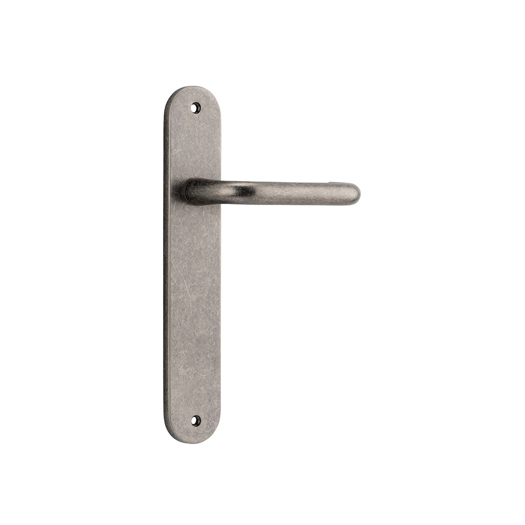Oslo Lever - Oval Backplate Distressed Nickel / Passage / Lever Set Only