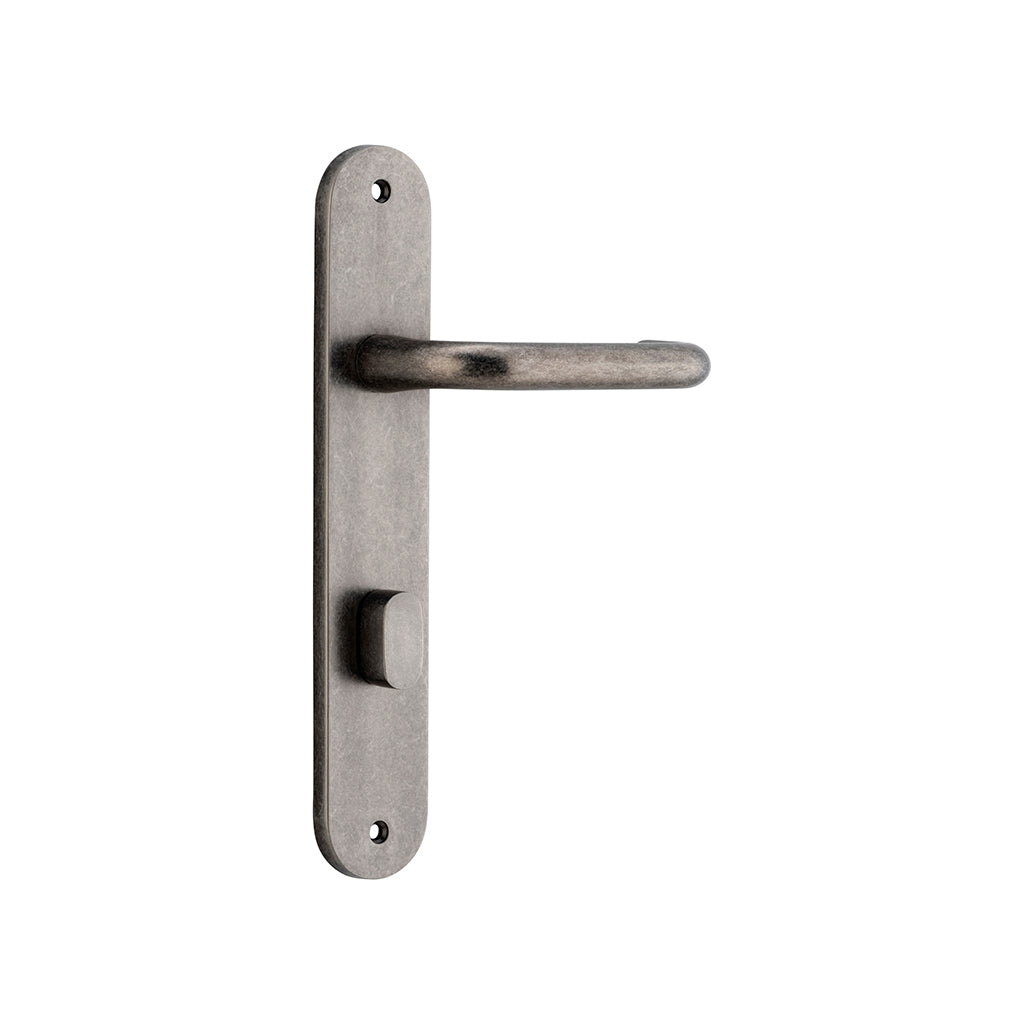 Oslo Lever - Oval Backplate Distressed Nickel / Privacy / Lever Set Only