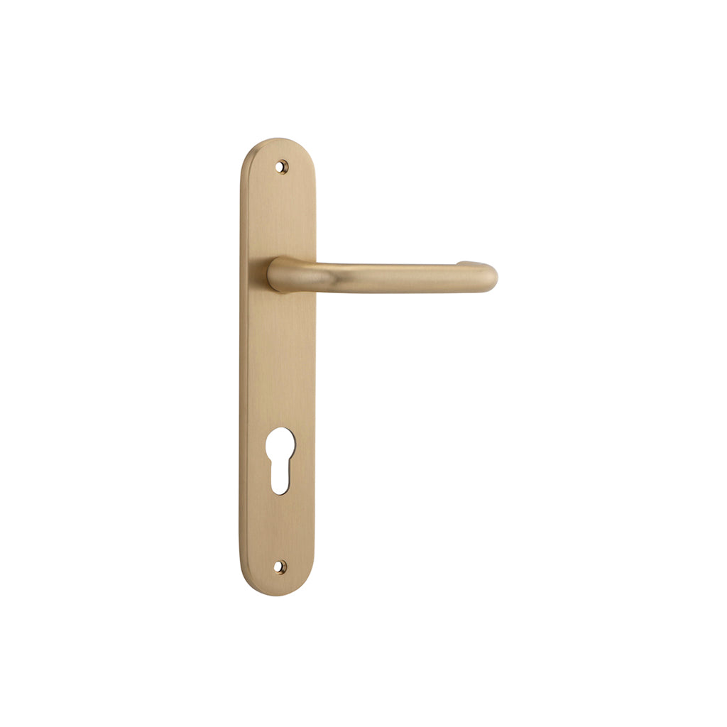 Oslo Lever - Oval Backplate Brushed Brass / Entrance / Lever Set Only