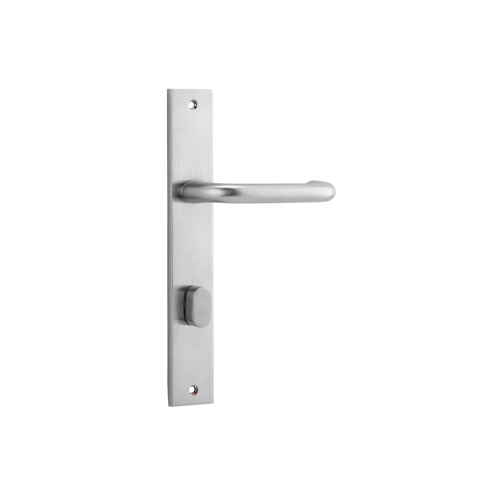 Oslo Lever - Rectangular Backplate Brushed Chrome / Privacy / Lever Set Only