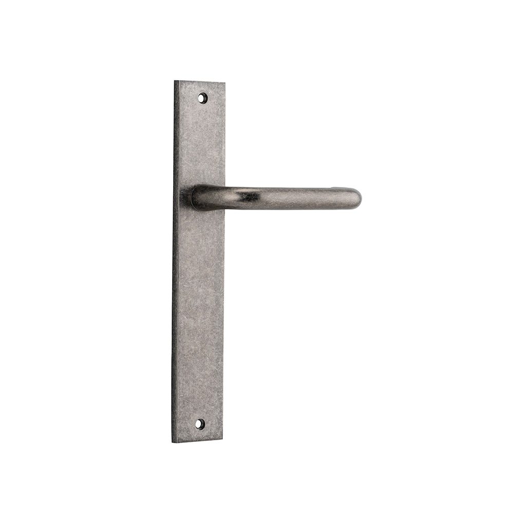 Oslo Lever - Rectangular Backplate Distressed Nickel / Passage / Lever Set Only