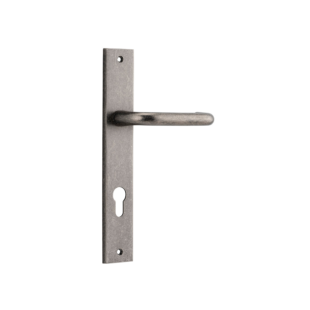 Oslo Lever - Rectangular Backplate Distressed Nickel / Entrance / Lever Set Only