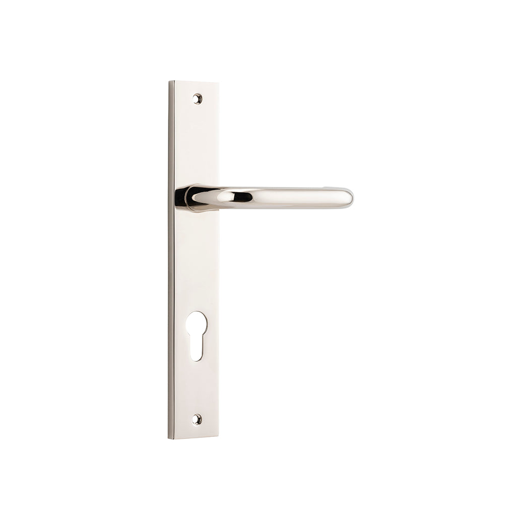 Oslo Lever - Rectangular Backplate Polished Nickel / Entrance / Lever Set Only