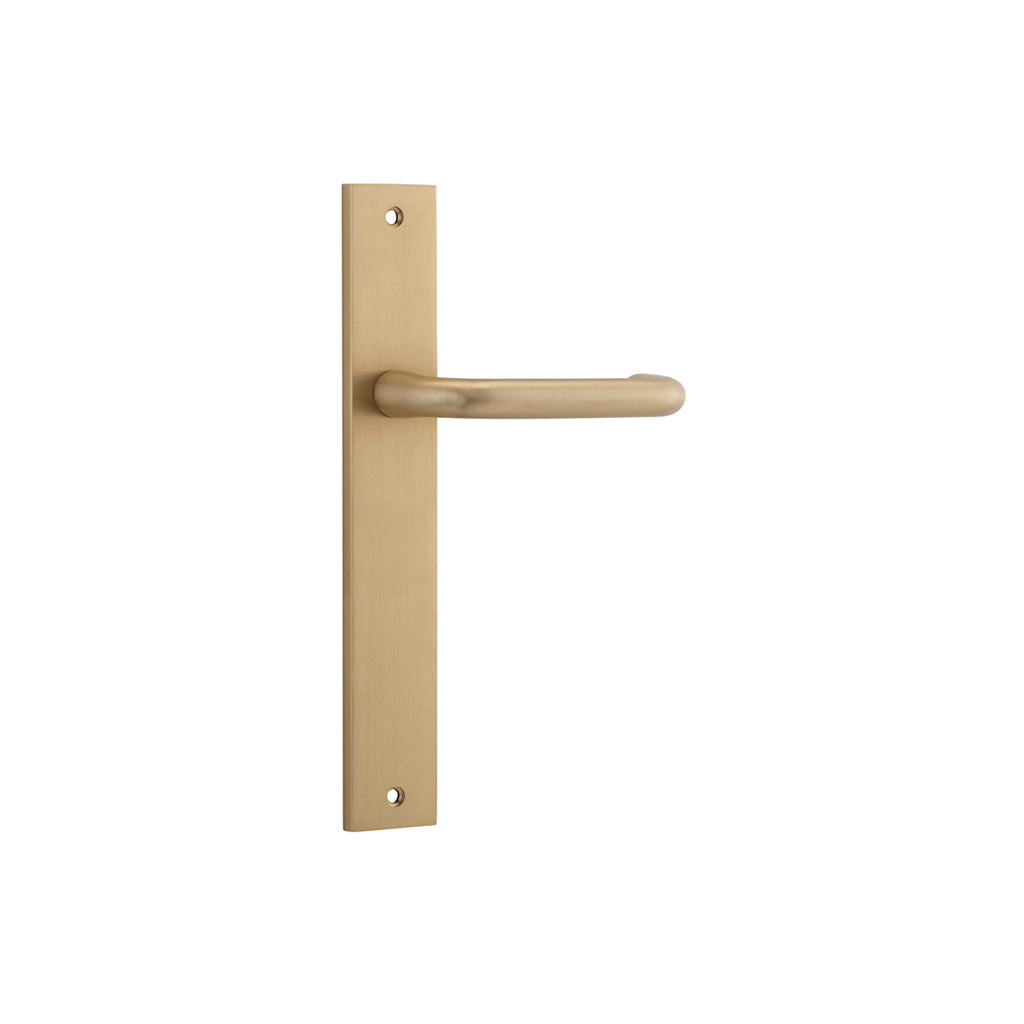 Oslo Lever - Rectangular Backplate Brushed Brass / Passage / Lever Set Only