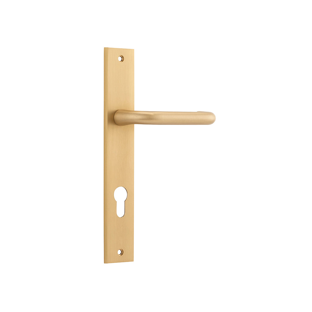 Oslo Lever - Rectangular Backplate Brushed Brass / Entrance / Lever Set Only