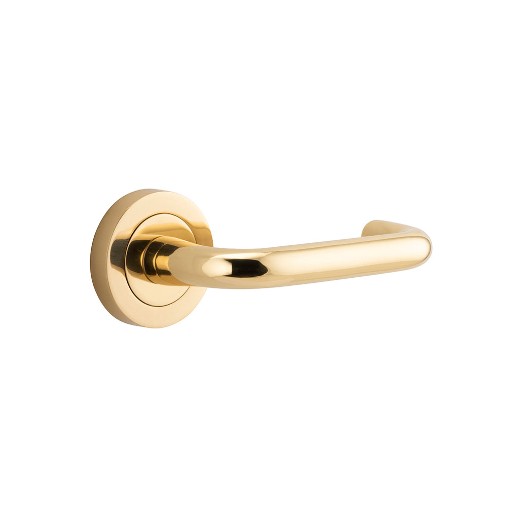 Oslo Lever - Round Rose Polished Brass / Passage / Lever Set Only