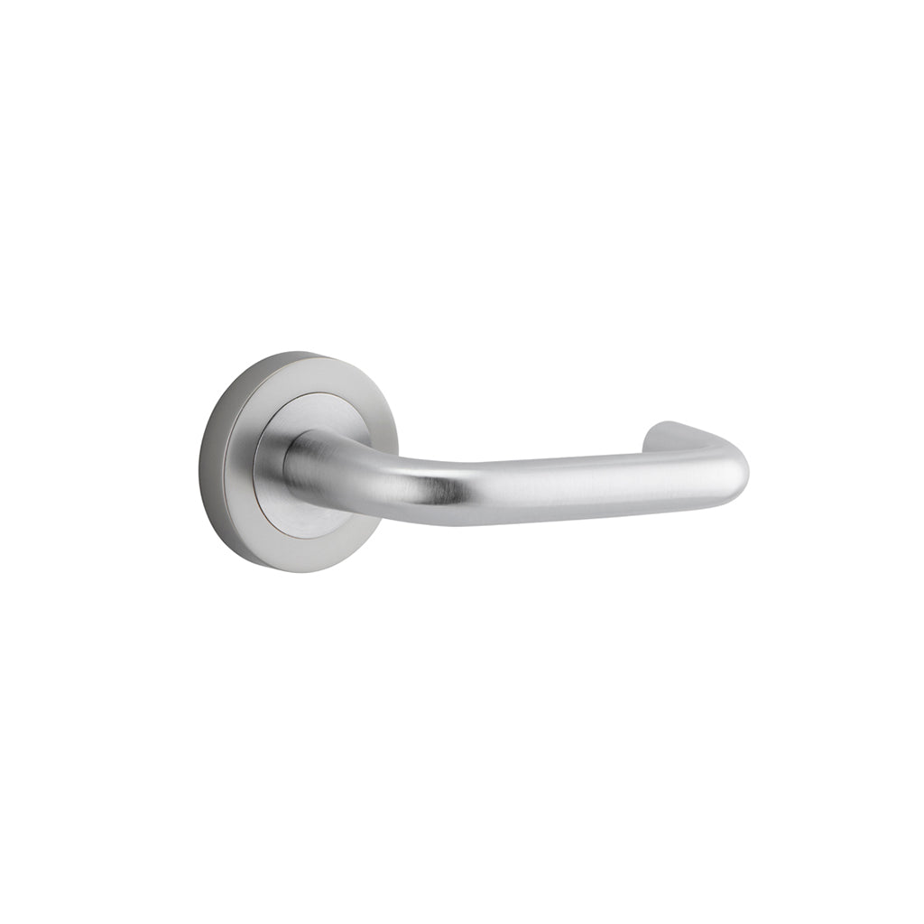 Oslo Lever - Round Rose Brushed Chrome / Passage / Lever Set Only