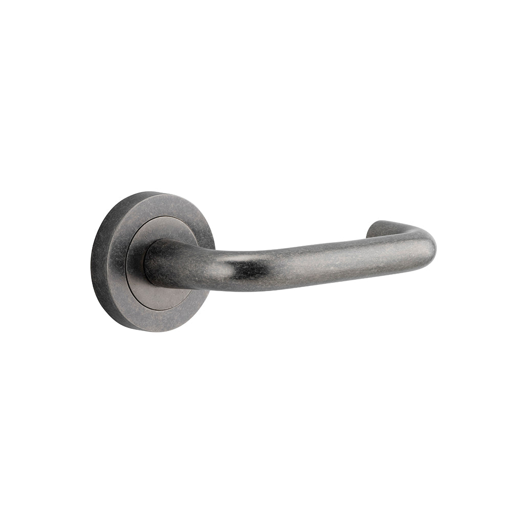 Oslo Lever - Round Rose Distressed Nickel / Passage / Lever Set Only
