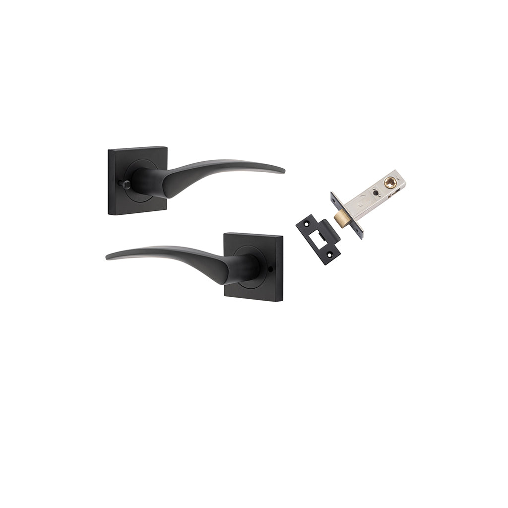 Oxford Lever - Square Rose Matt Black / Privacy / Inbuilt Privacy Kit