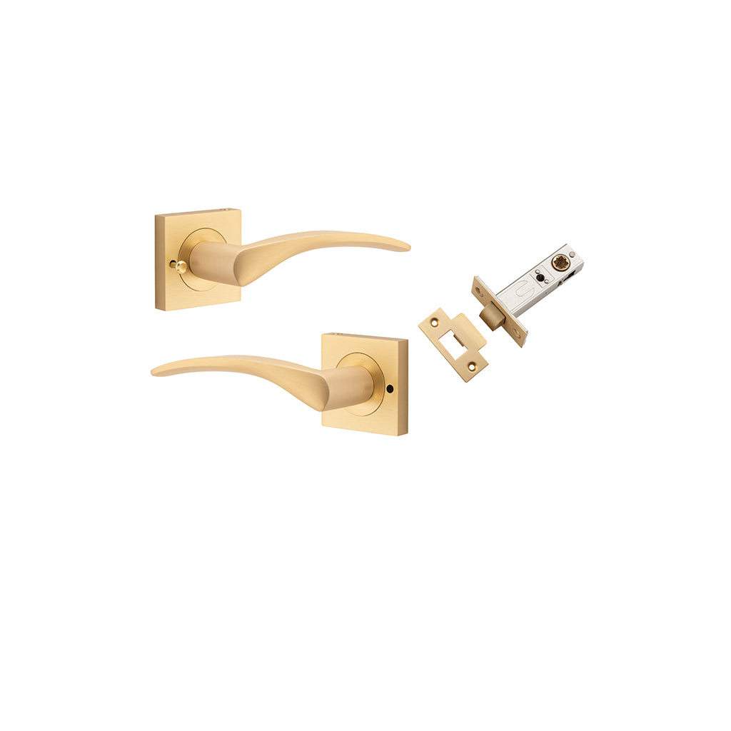 Oxford Lever - Square Rose Brushed Brass / Privacy / Inbuilt Privacy Kit