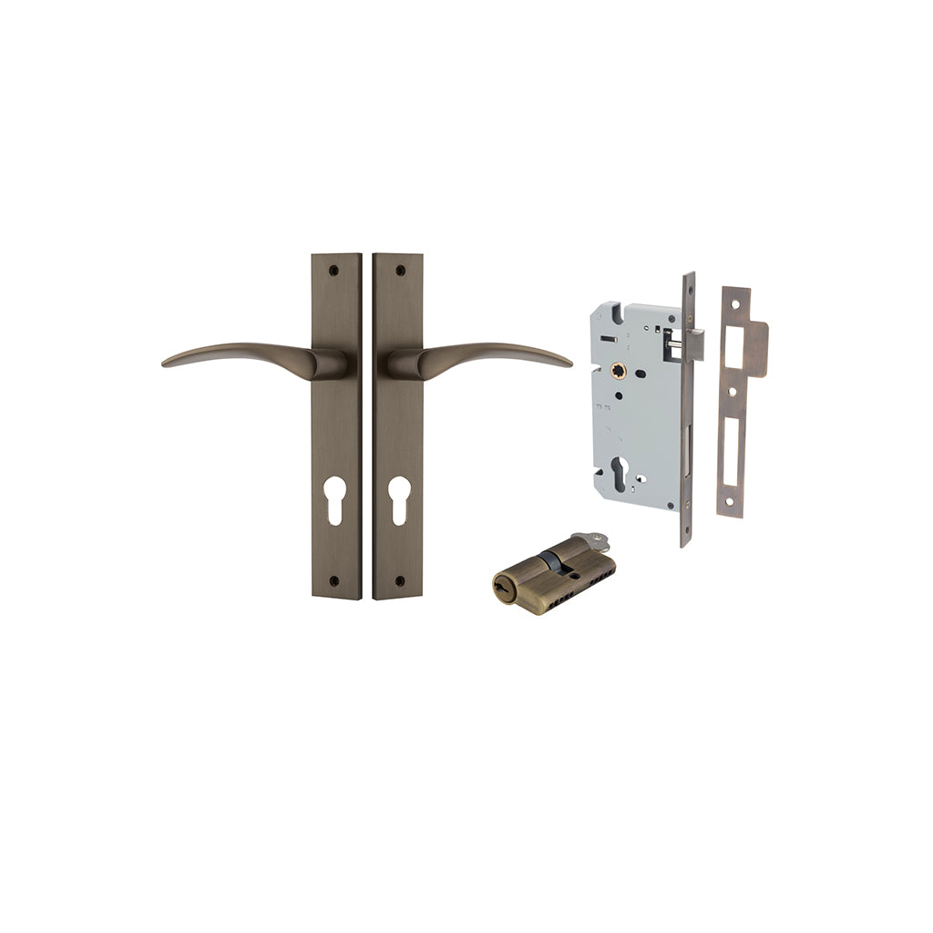 Oxford Lever - Rectangular Backplate Signature Brass / Entrance / Entrance Kit Dual Function (Key-Key)