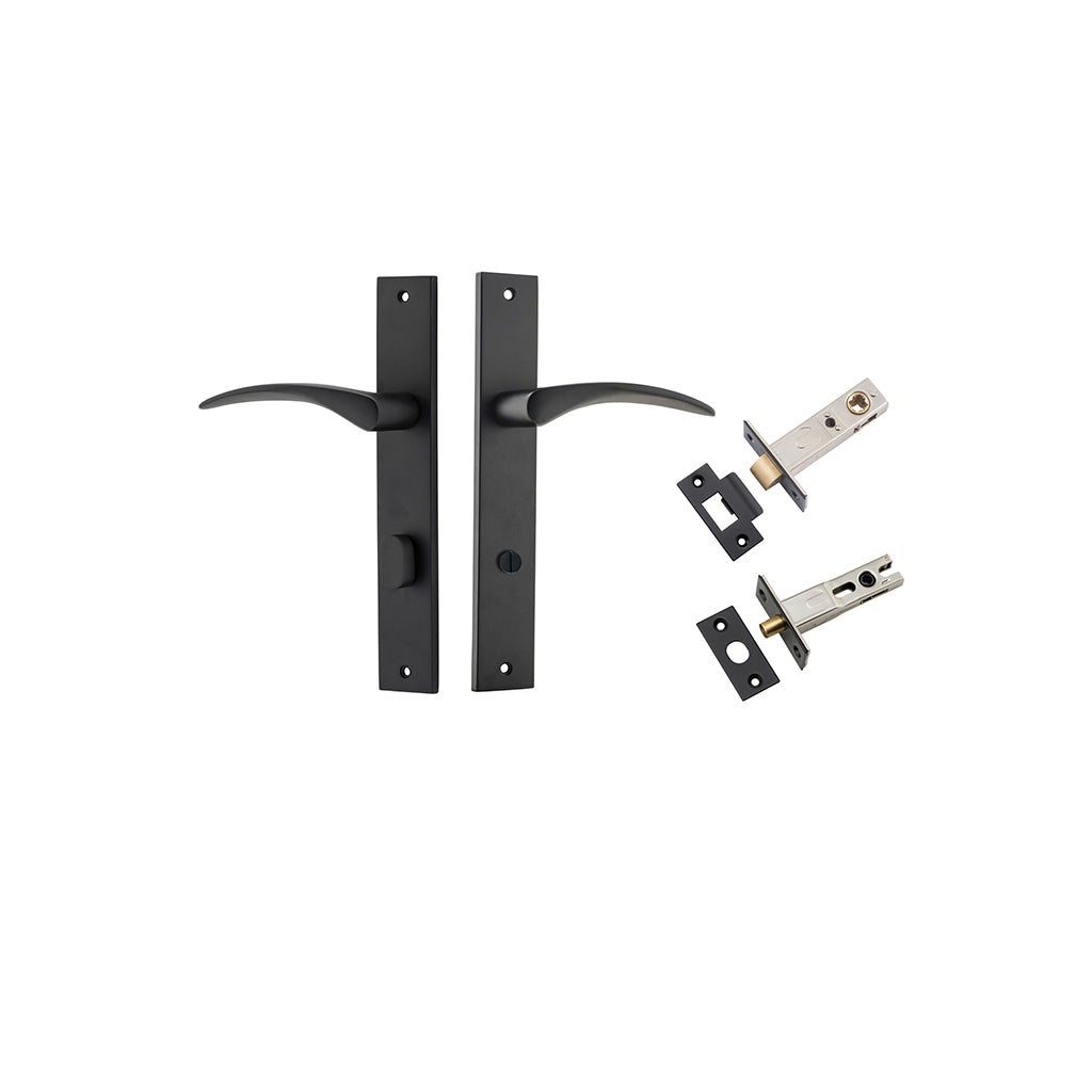 Oxford Lever - Rectangular Backplate Matt Black / Privacy / Separate Privacy Kit