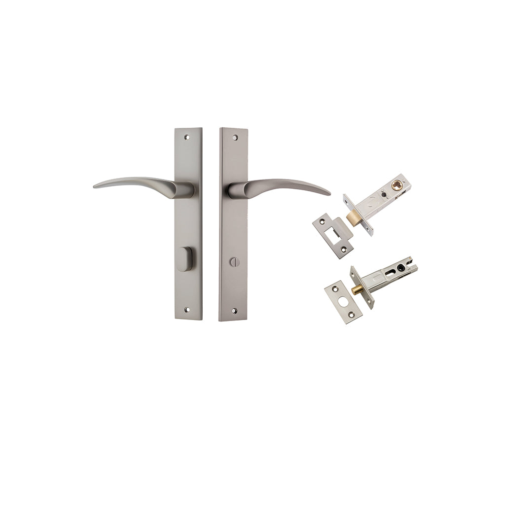 Oxford Lever - Rectangular Backplate Satin Nickel / Privacy / Separate Privacy Kit