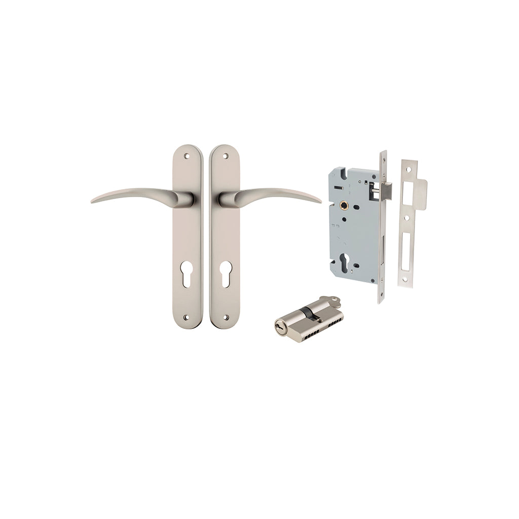 Oxford Lever - Oval Backplate Satin Nickel / Entrance / Entrance Kit Dual Function (Key-Key)