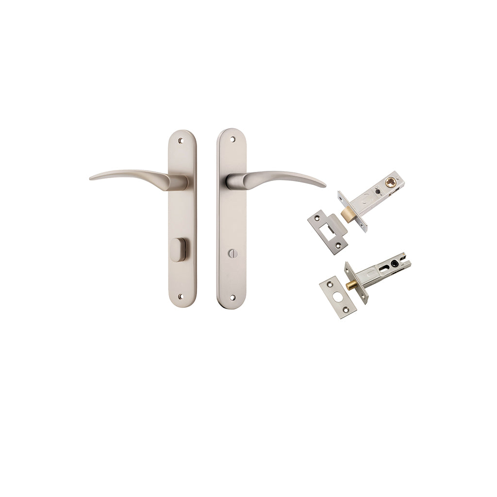 Oxford Lever - Oval Backplate Satin Nickel / Privacy / Separate Privacy Kit