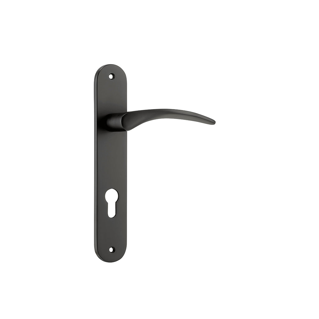 Oxford Lever - Oval Backplate Matt Black / Entrance / Lever Set Only