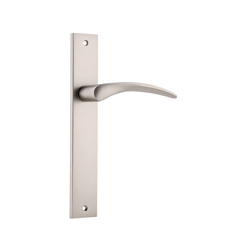 Oxford Lever - Rectangular Backplate Satin Nickel / Passage / Lever Set Only
