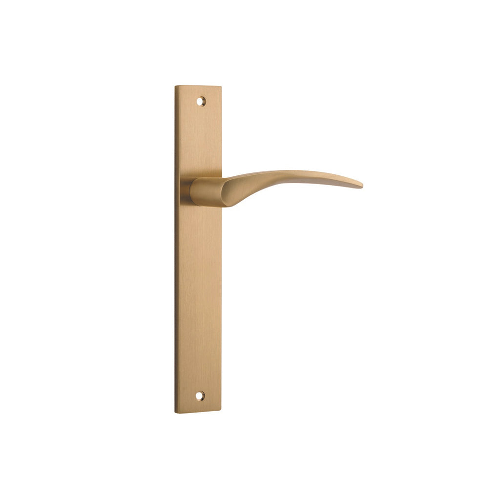 Oxford Lever - Rectangular Backplate Brushed Brass / Passage / Lever Set Only