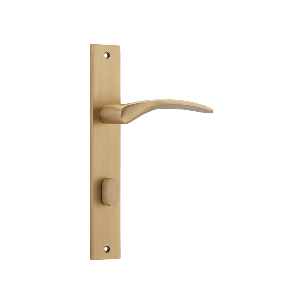 Oxford Lever - Rectangular Backplate Brushed Brass / Privacy / Lever Set Only
