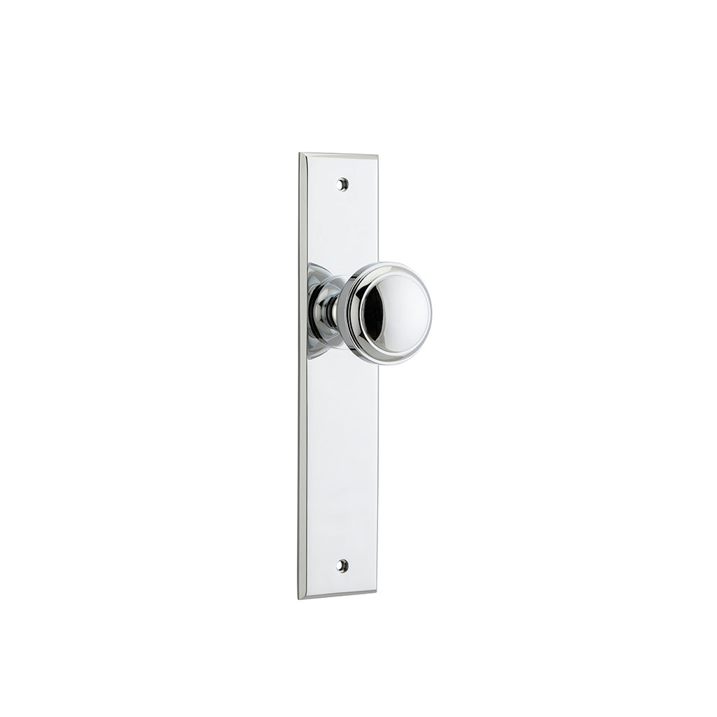 Paddington Knob - Chamfered Backplate Polished Chrome / Passage / Lever Set Only