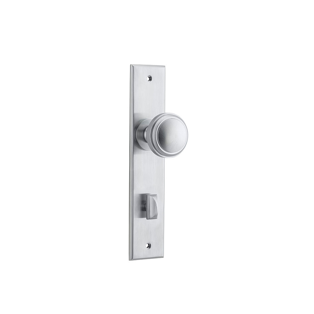 Paddington Knob - Chamfered Backplate Brushed Chrome / Privacy / Lever Set Only