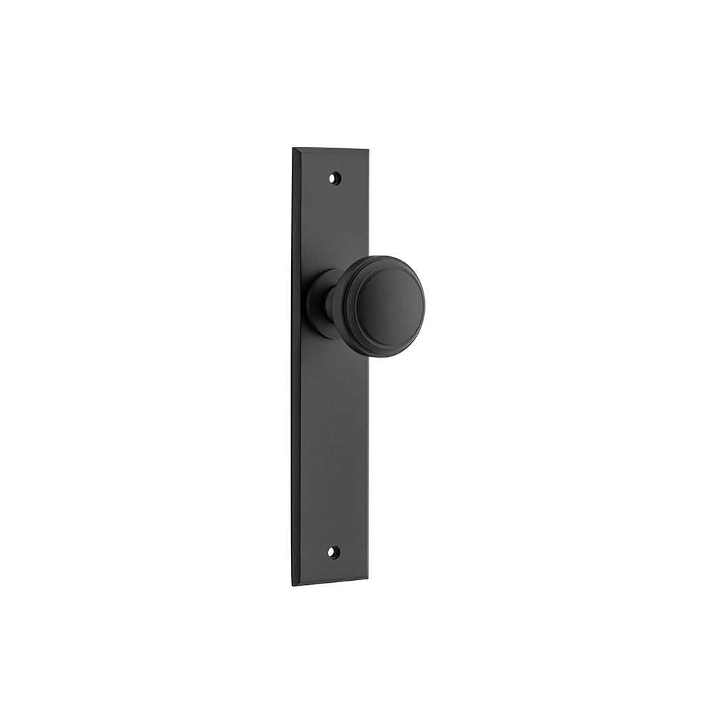 Paddington Knob - Chamfered Backplate Matt Black / Passage / Lever Set Only