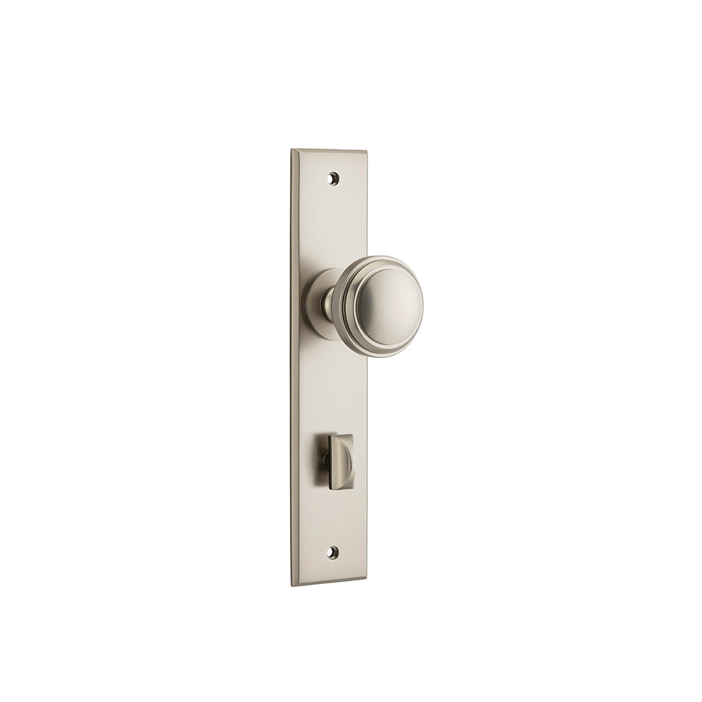 Paddington Knob - Chamfered Backplate Satin Nickel / Privacy / Lever Set Only