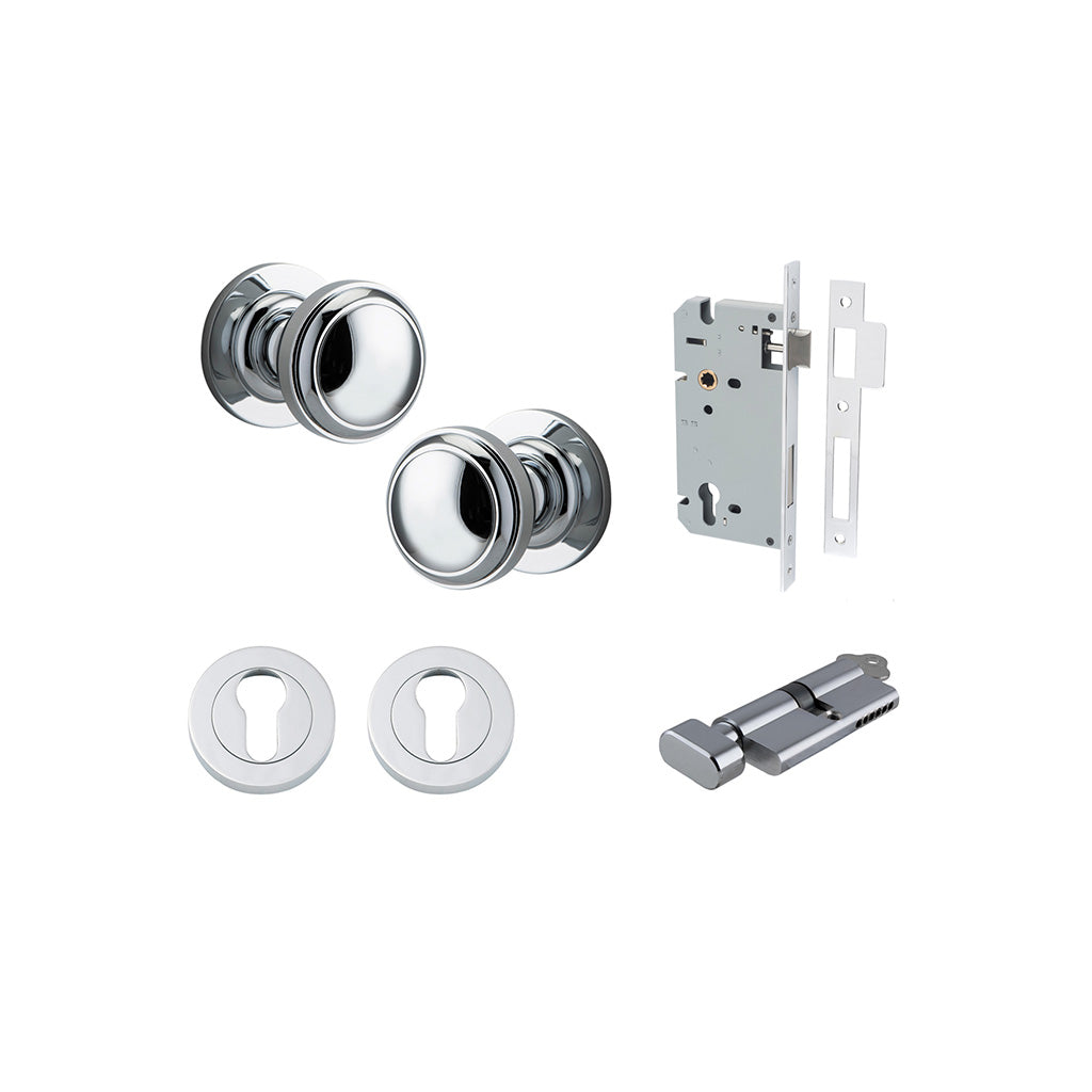 Paddington Knob - Round Rose Polished Chrome / Entrance / Entrance Kit (Key-Thumb)