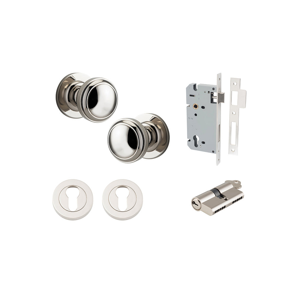 Paddington Knob - Round Rose Polished Nickel / Entrance / Entrance Kit Dual Function (Key-Key)