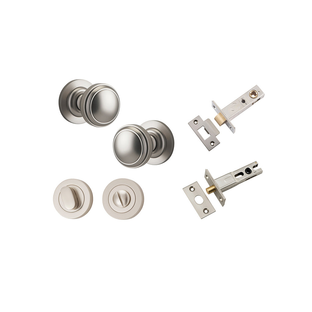 Paddington Knob - Round Rose Satin Nickel / Privacy / Separate Privacy Kit