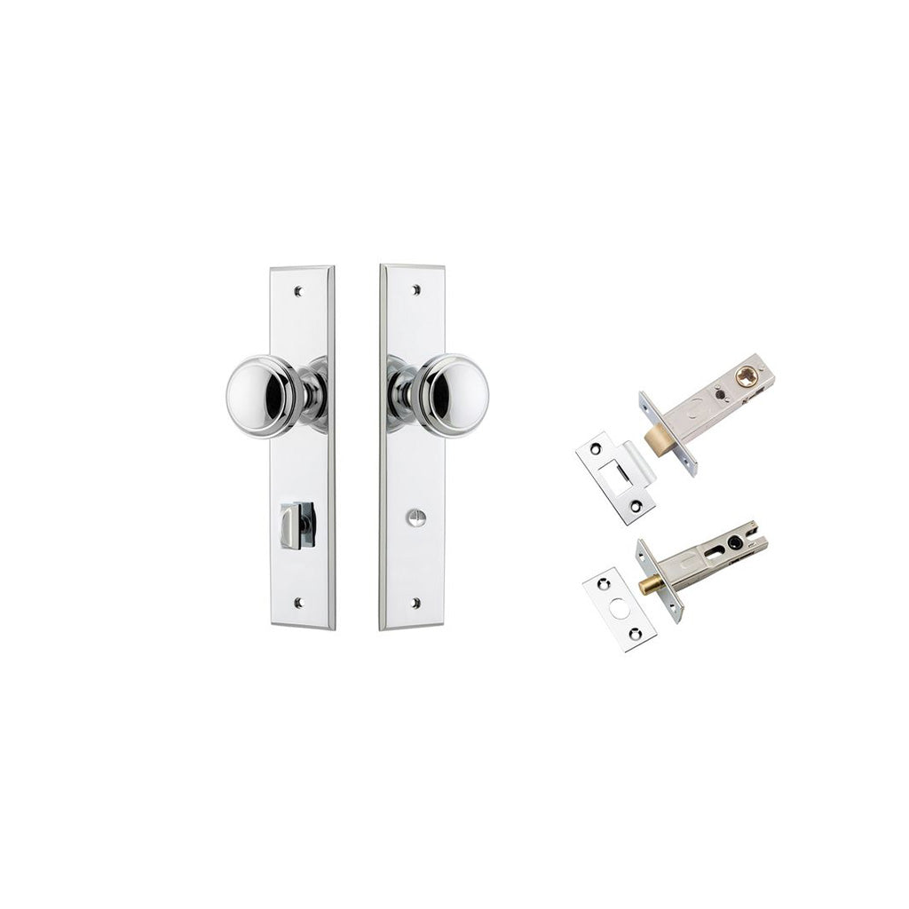 Paddington Knob - Chamfered Backplate Polished Chrome / Privacy / Separate Privacy Kit