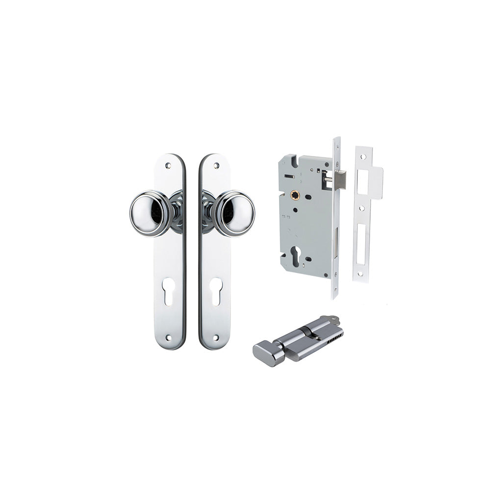 Paddington Knob - Oval Backplate Polished Chrome / Entrance / Entrance Kit (Key-Thumb)
