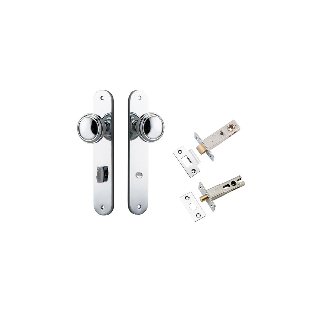 Paddington Knob - Oval Backplate Polished Chrome / Privacy / Separate Privacy Kit